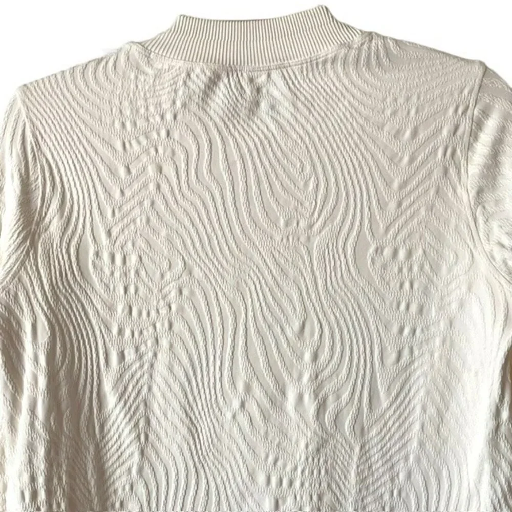 SPANX Swirl Textured Long-Sleeve Base Layer Mock Neck - Ivory - L